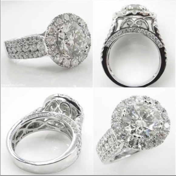 925 Sterling Silver Round Diamond Engagement Ring - Picture 5 of 6